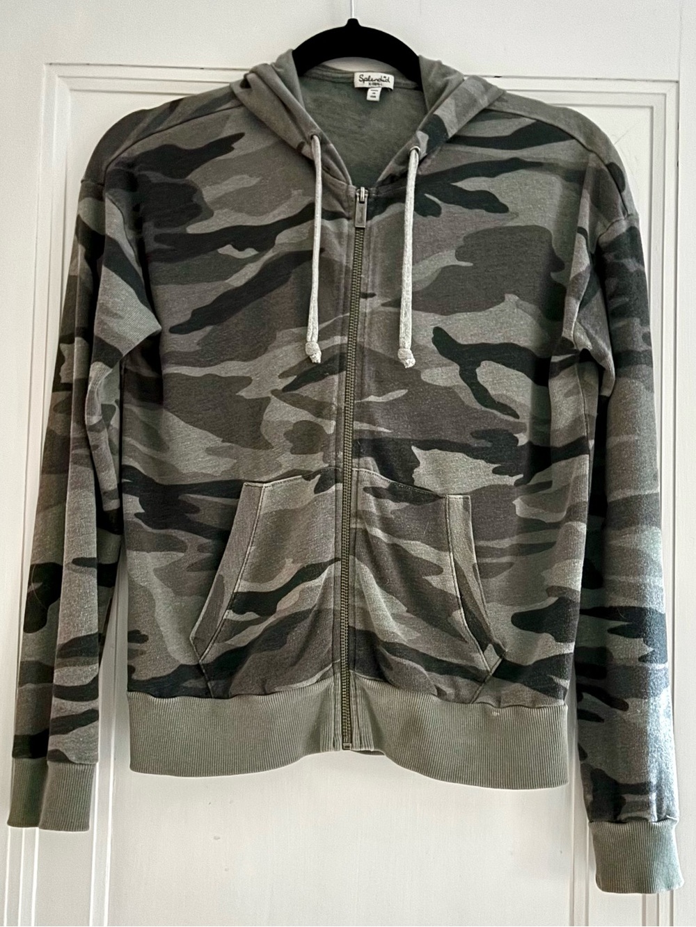 Splendid Camo Zip-Up Hoodie Sweatshirt